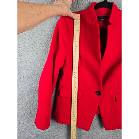 Ann Taylor Petite Blazer Jacket Womens 4P Red Career Professional Patriotic Chic - Picture 8 of 16